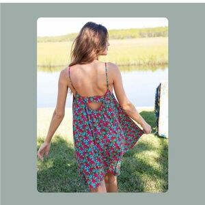 Natural Life L/XL Vibrant Floral pink/turquoise sun Dress